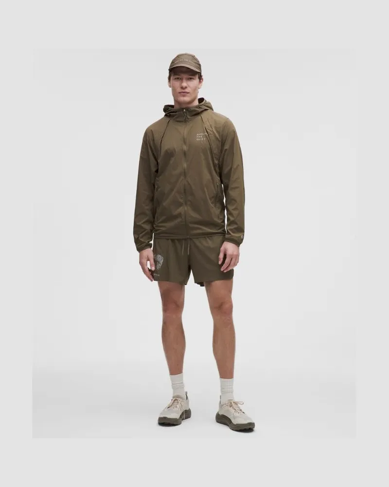LULULEMON x Geoff McFetridge Fast and Free-Laufshorts mit Liner es Design für Männer – 13 cm – Größe in Olive Brown Olive