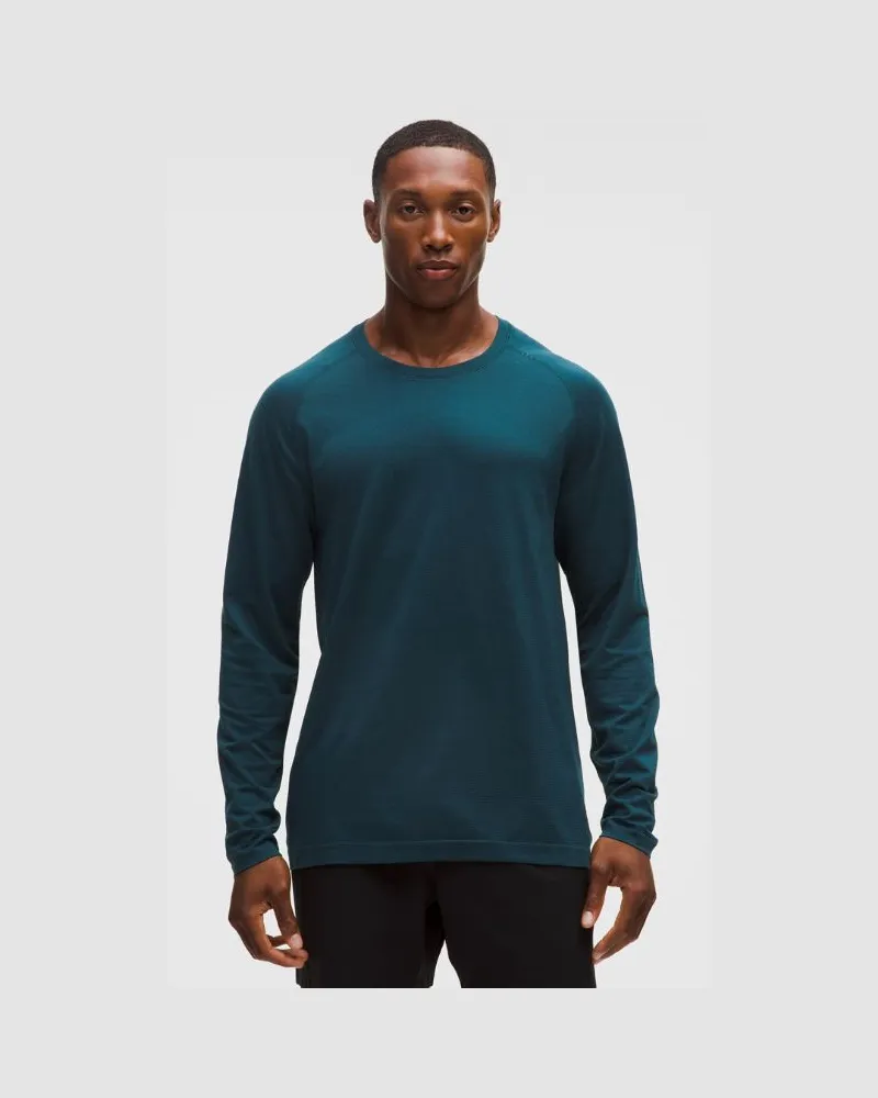 LULULEMON Metal Vent Tech Langarmshirt e Passform für Männer – Größe in Indochine Blue Indochine