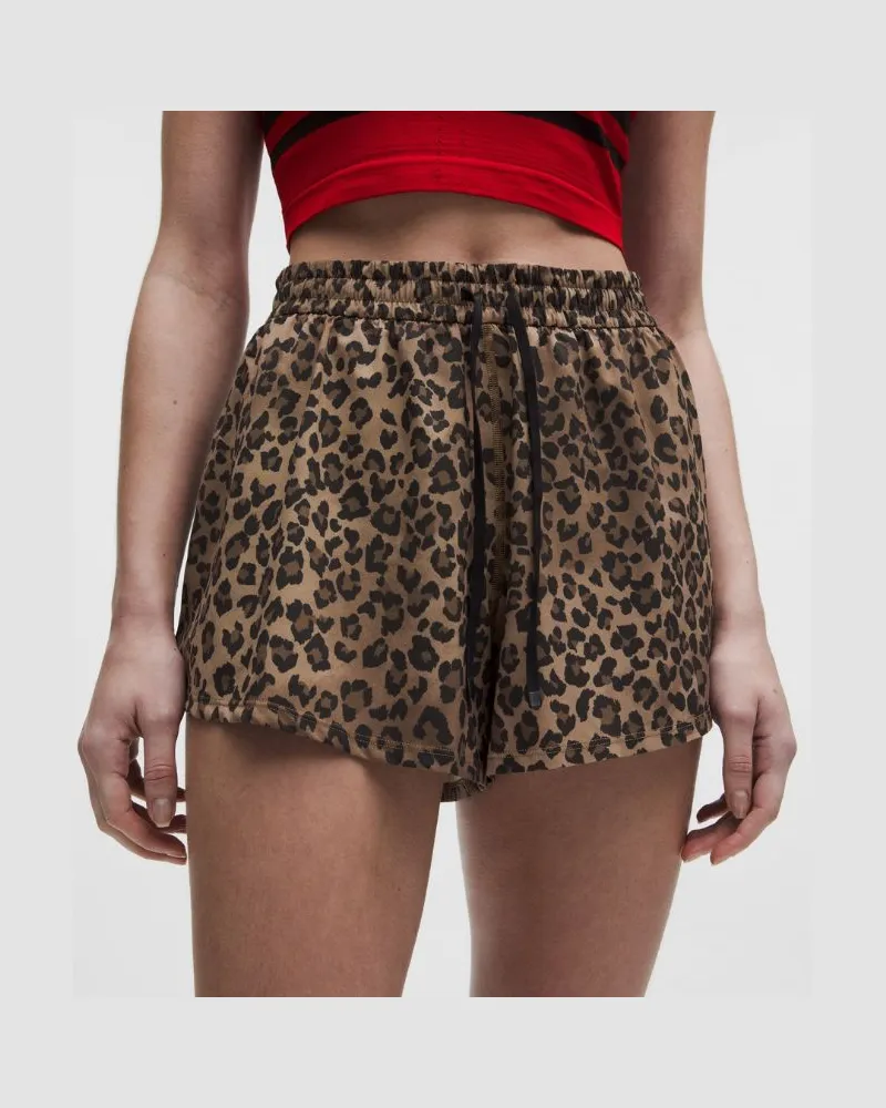LULULEMON Swift Relaxed Laufshorts mit hohem Bund für Frauen – 6 cm – Größe in True Leopard Multi/Black True