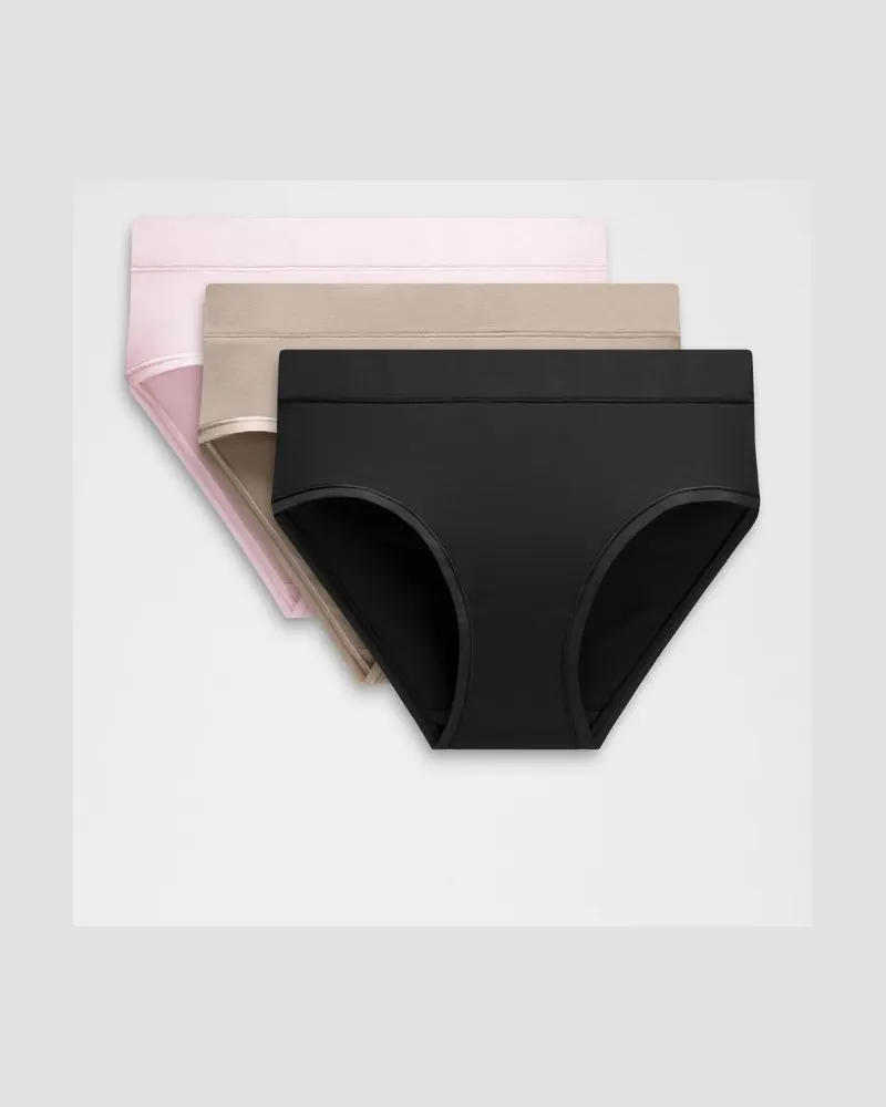 LULULEMON UnderEase Bikini-Unterwäsche mit hohem Bund 3er-Pack für Frauen – Größe in Black/Nutmeg/Blissful Pink Black