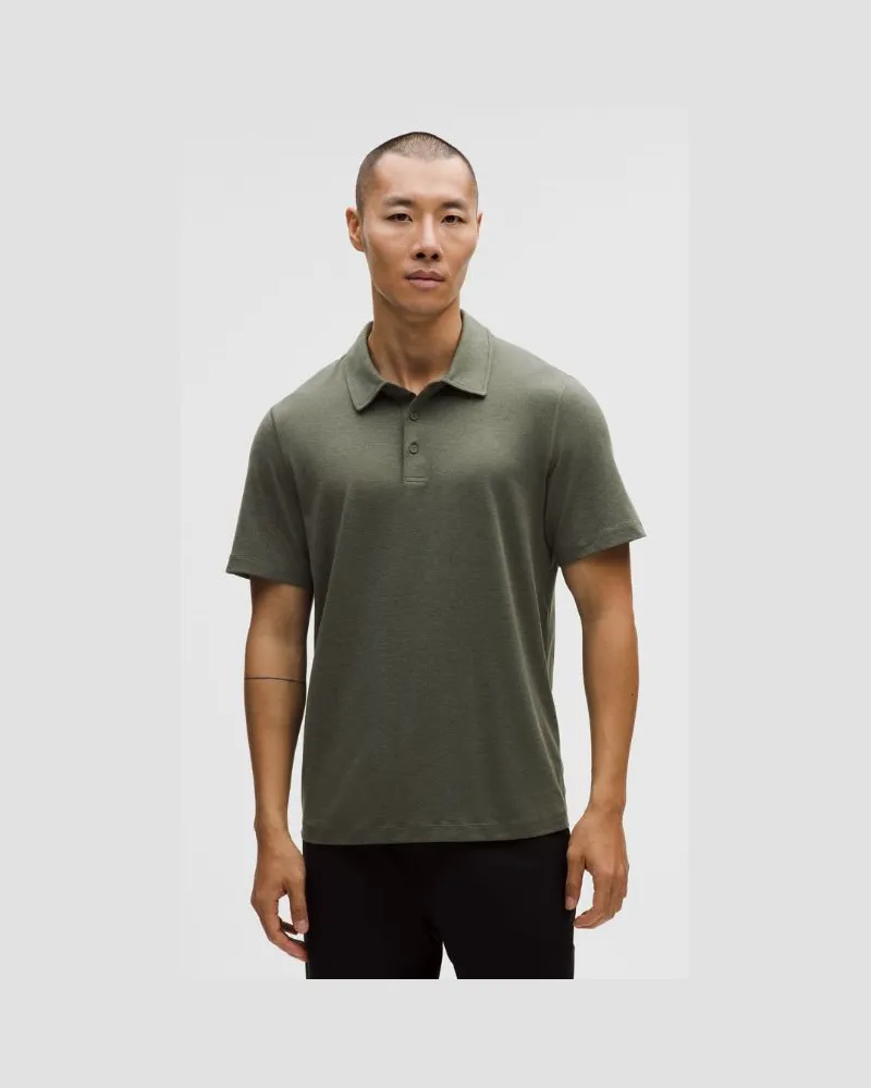 LULULEMON Soft Jersey Kurzarm-Poloshirt für Männer – Größe in Heathered Army Green/Heathered Willow Leaf Heathered