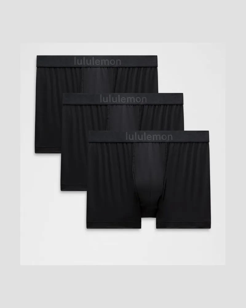 LULULEMON Softe, stretchige Boxershorts 3er-Pack für Männer – 8 cm – Größe in Black Black
