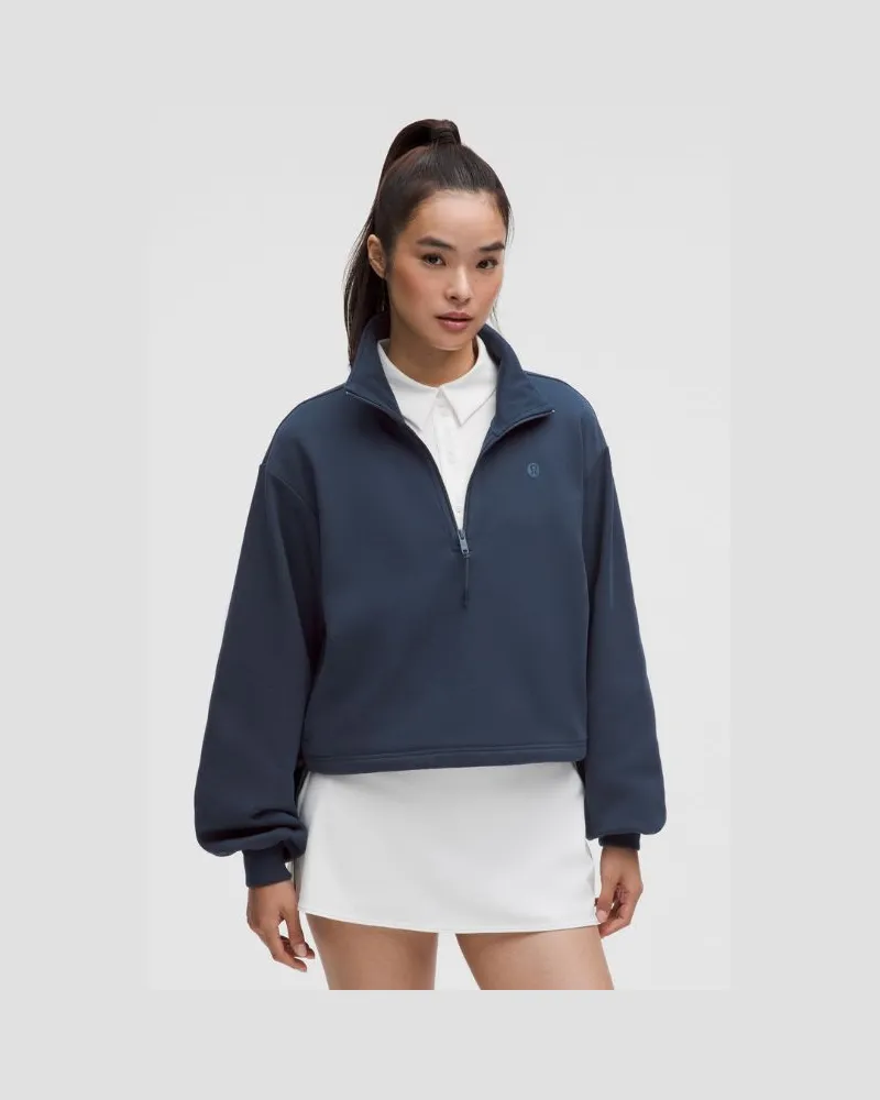 LULULEMON Tennispullover aus Terry-Baumwollmaterial mit halblangem Reißverschluss für Frauen – Größe in Club Blue Club