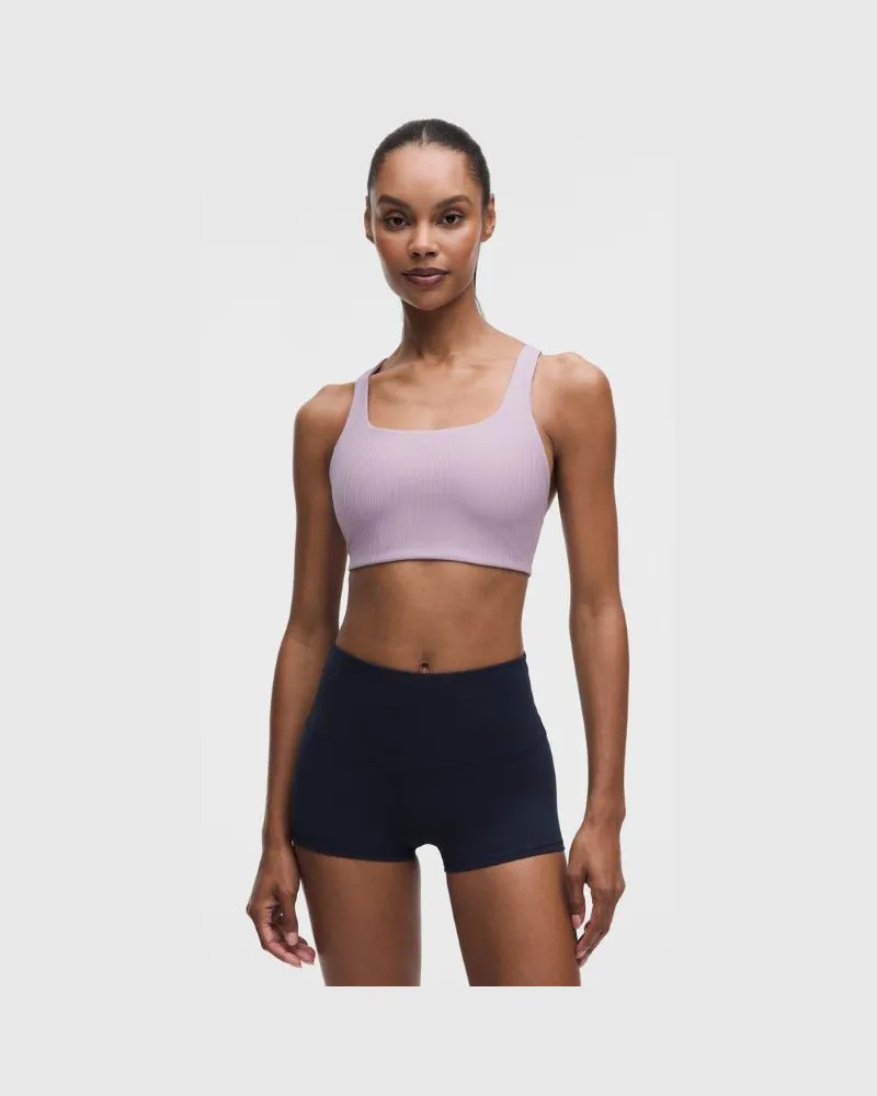 LULULEMON All-Time Hero Gerippter Sport-BH Mittlerer Halt für B/C-Cups für Frauen – Größe in Lilac Play Lilac