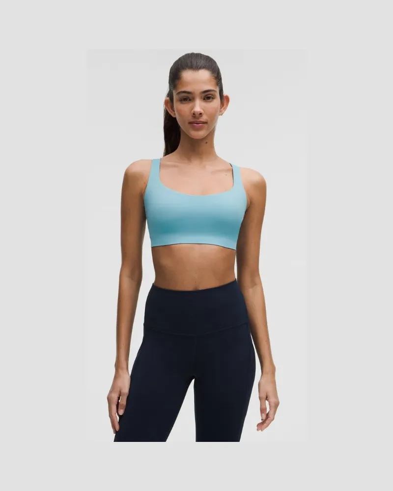 LULULEMON FlexyFlex Yoga-BH mit überkreuzten Trägern Leichter Halt für A-C Cups für Frauen – Größe in Washed Blue Washed