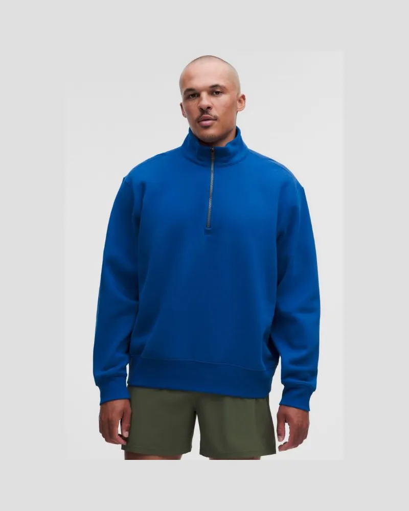 LULULEMON Steady State-Sweatshirt mit halblangem Reißverschluss aus SuperLoft für Männer – Größe in Sapphire Sprint Sapphire