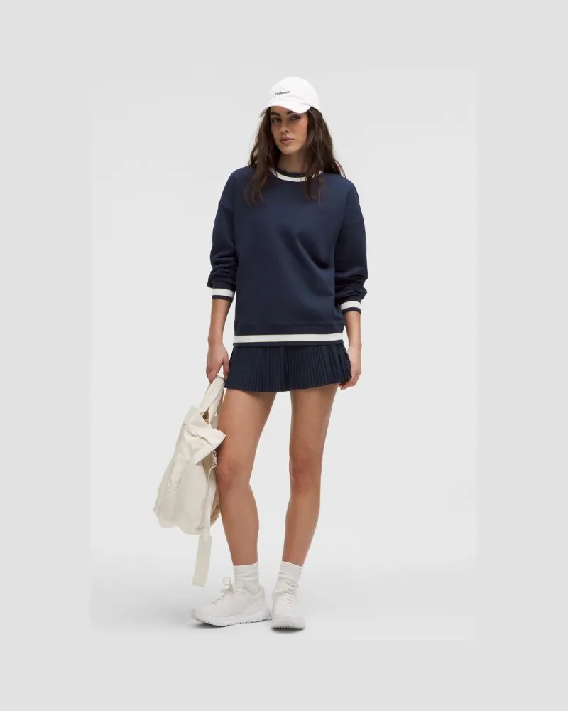 LULULEMON Perfectly Oversized Ringer-Pullover mit Rundhalsausschnitt für Frauen – Größe in Club Blue/Light Ivory Club