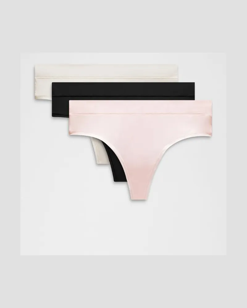 LULULEMON UnderEase String mit hohem Bund 3er-Pack für Frauen – Größe in Black/Light Ivory/Pink Pearl Black