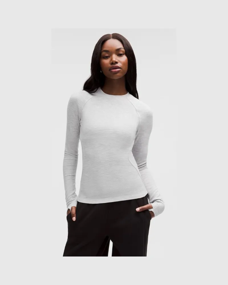 LULULEMON Waffle-Knit Crewneck Base Layer für Frauen – Größe in Heathered Core Ultra Light Grey Heathered