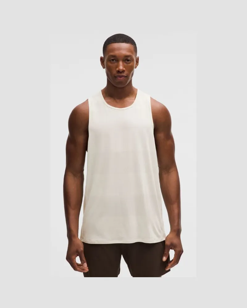 LULULEMON Fast and Free Tanktop mit perforierten Streifen für Männer – Größe in Light Ivory Light