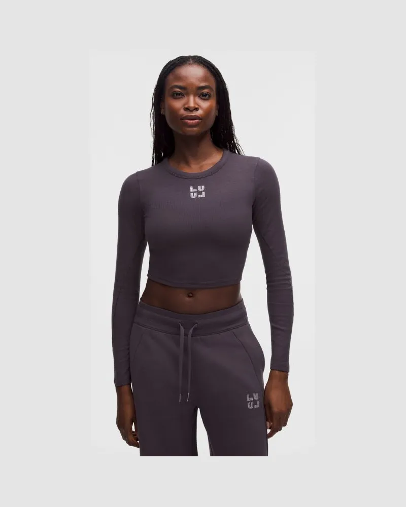 LULULEMON Hold Tight Langarmshirt Mit Strasssteinen für Frauen – Größe in Atmospheric Purple Atmospheric