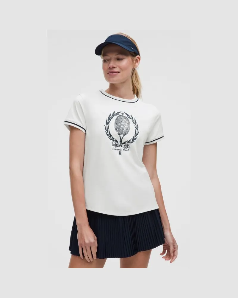 LULULEMON Crewneck Tennis Short-Sleeve Shirt Tennis Club für Frauen – Größe in White/Club Blue White
