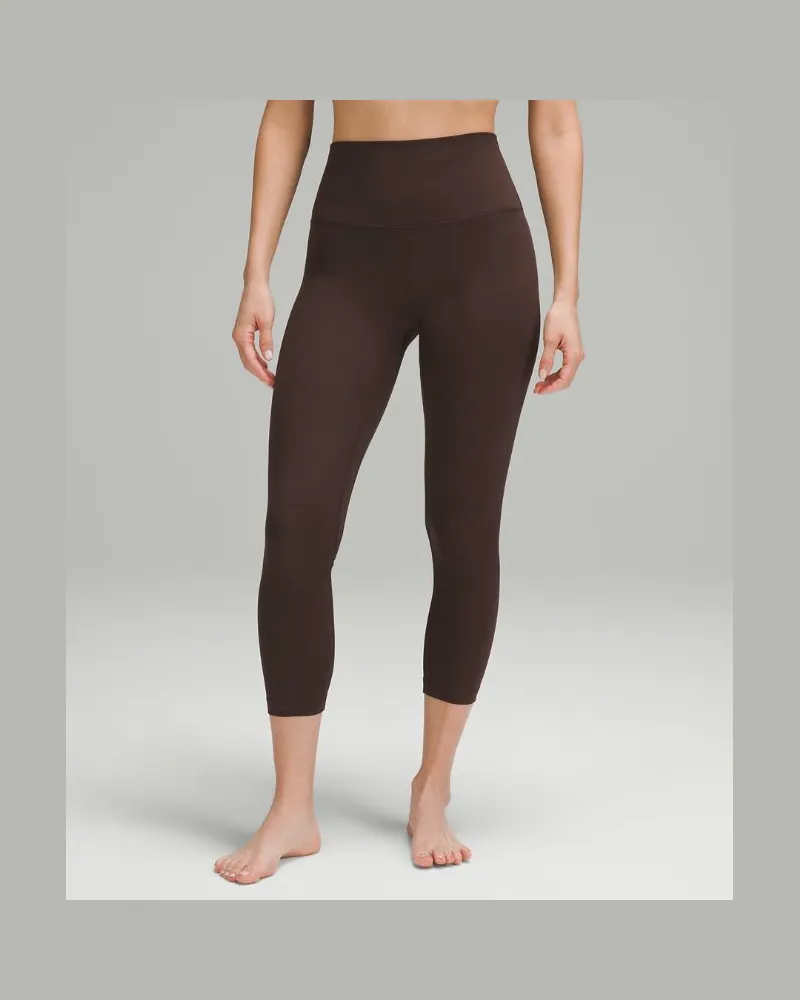 LULULEMON Align Gerippte Crop Leggings mit hohem Bund für Frauen – 58 cm – Größe in Espresso Espresso