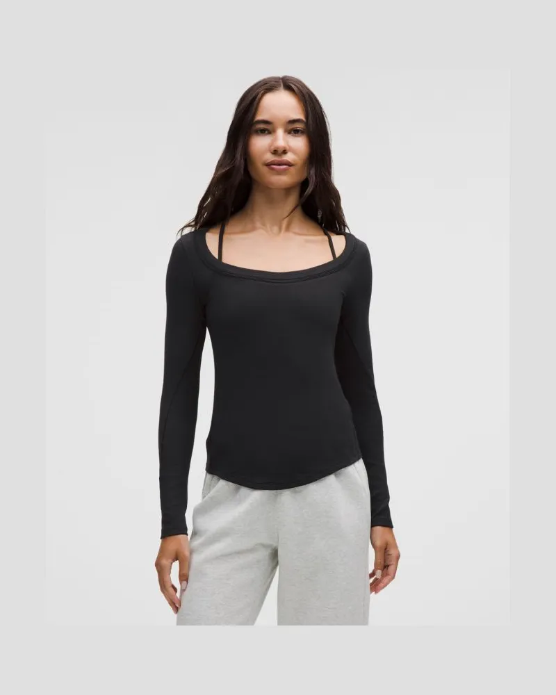 LULULEMON Hold Tight Langarmshirt mit U-Ausschnitt für Frauen – Größe in Black Black