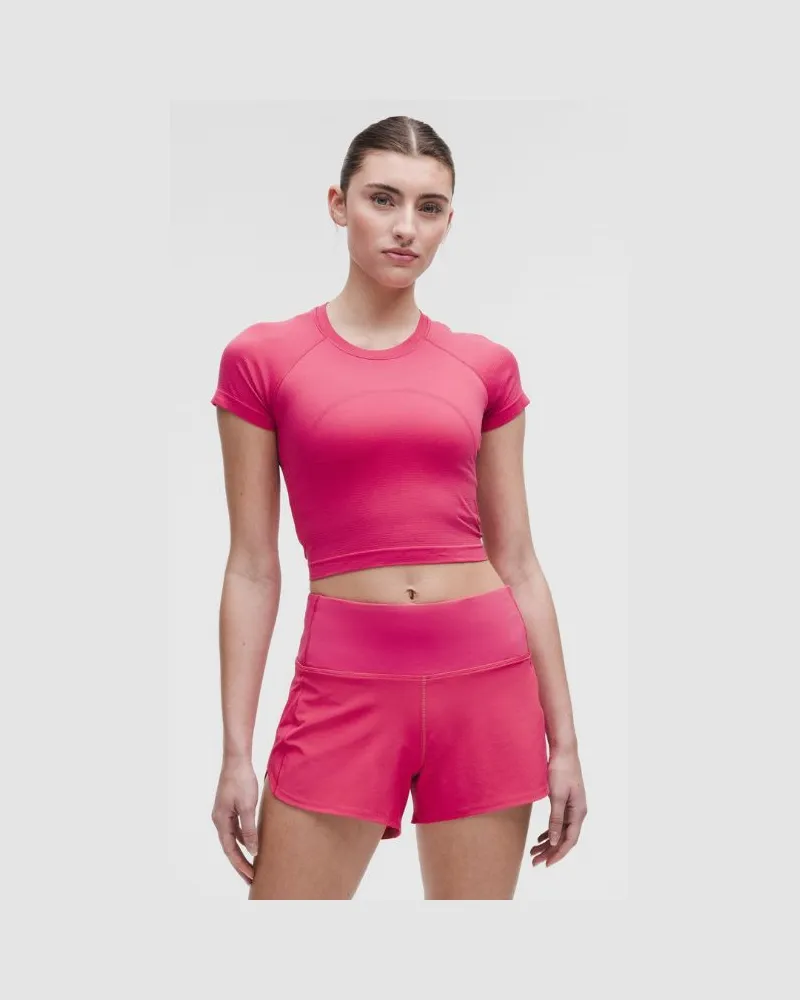 LULULEMON Swiftly Tech Crop-Kurzarmshirt 2.0 für Frauen – Größe in Raspberry Coulis Raspberry