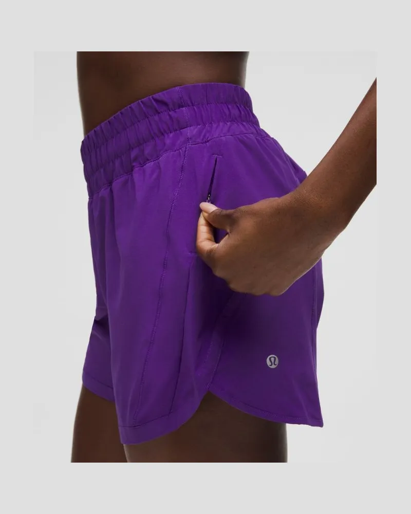 LULULEMON Track That Shorts mit Liner und hohem Bund für Frauen – 13 cm – Größe in College Purple College