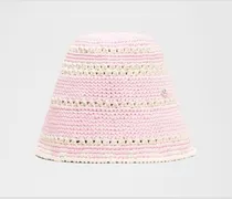 Bucket Hat aus gehäkelter – Größe in Pink Organza/Light Ivory