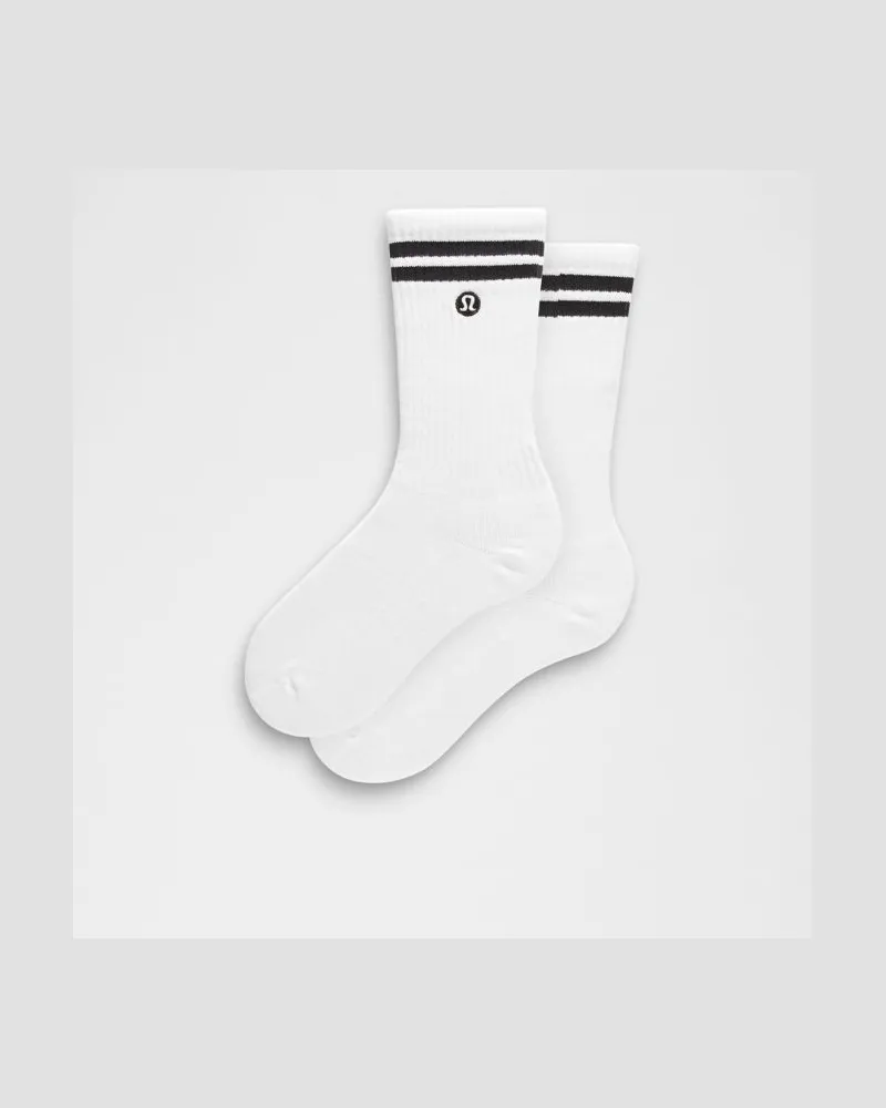 LULULEMON Unisex Daily Essential Crew-Socken Gestreift – Größe in White/Black White