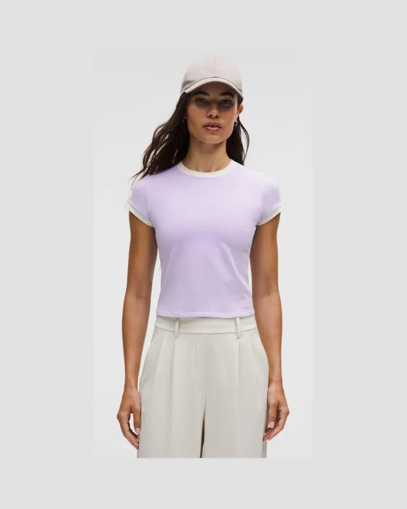 LULULEMON Baby-Tee aus Bio- mit Ringer-Details für Frauen – Größe in Lavender Frost/Light Ivory Lavender