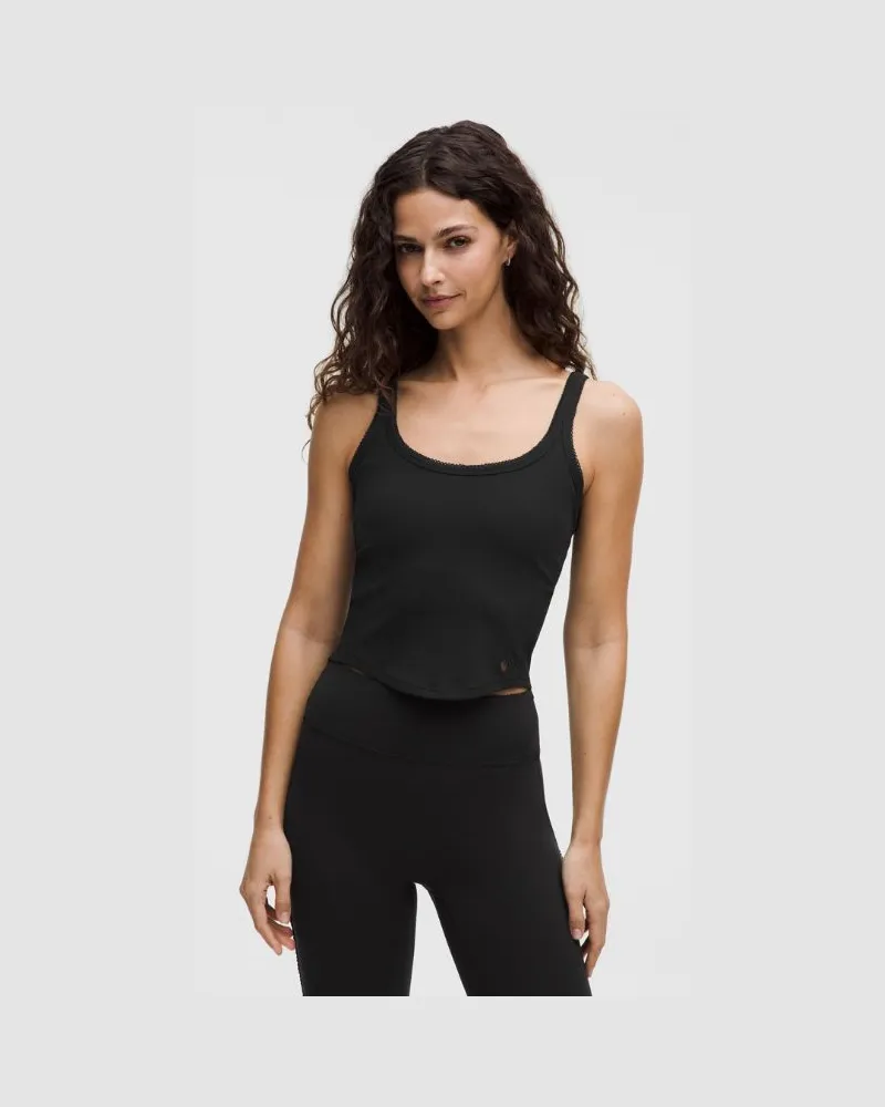LULULEMON Geripptes Nulu Crop-Tanktop Herz für Frauen – Größe in Schwarz Schwarz