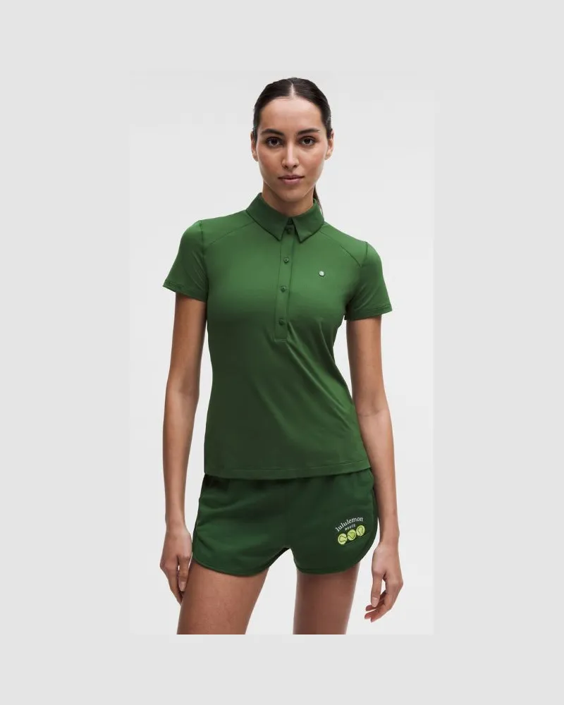 LULULEMON Schnelltrocknendes Kurzarm-Poloshirt Gerader Saum für Frauen – Größe in Ivy Grove Ivy