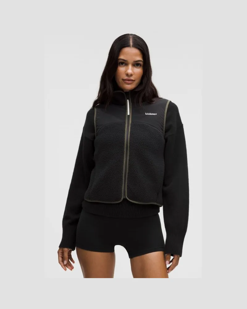 LULULEMON High-Pile Vest für Frauen – Größe in Black/Olive Brown/Light Ivory Black