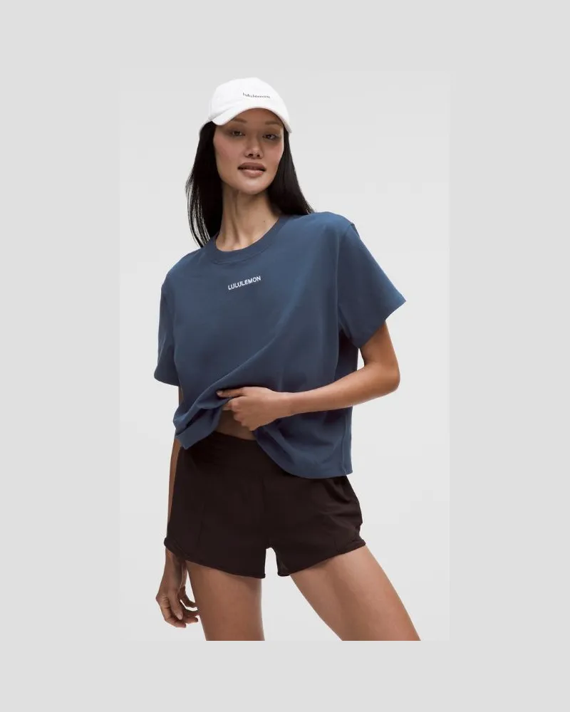 LULULEMON T-Shirt aus Baumwoll-Jersey im Relaxed Fit Logo für Frauen – Größe in Club Blue Club