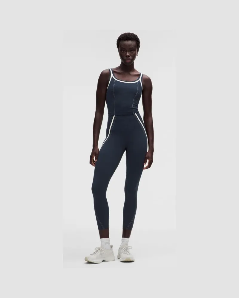 LULULEMON Glow Up Leggings mit superhohem Bund, Paspelierung für Frauen – 64 cm – Größe in True Navy/Light Ivory True
