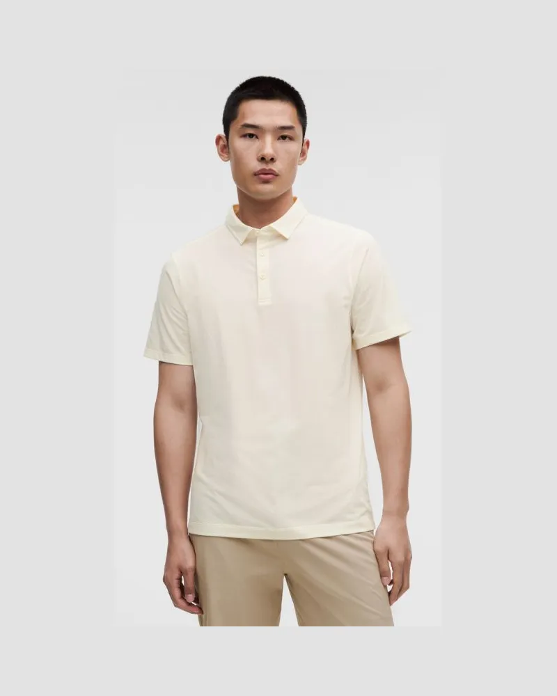 LULULEMON Evolution Kurzarm-Poloshirt für Männer – Größe in Heathered Coconut Ivory Heathered