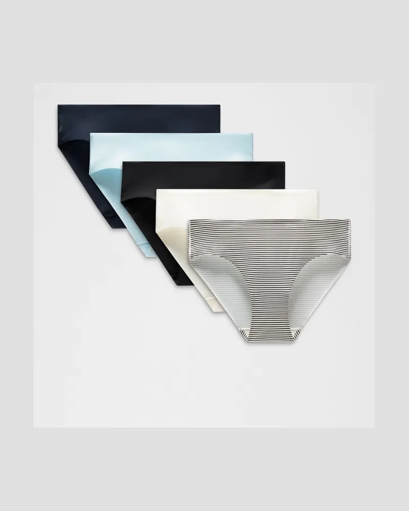 LULULEMON InvisiWear Bikini-Unterwäsche mit mittelhohem Bund 5er-Pack für Frauen – Größe in Black/Coconut Ivory/Foam Cloud Black