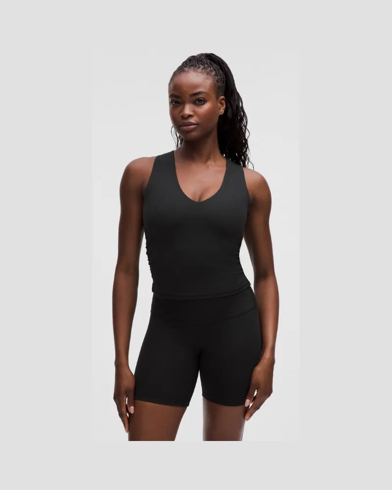 LULULEMON All It Takes Tanktop mit V-Ausschnitt mit leichtem Halt für B–D-Cups Geripptes Nulu für Frauen – Größe in Black Black