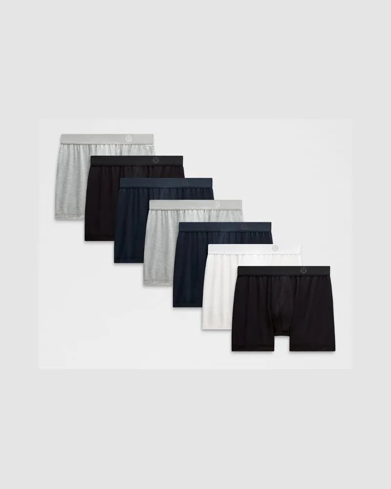 LULULEMON Always In Motion Boxershorts 7er-Pack für Männer – 13 cm – Größe in Black/True Navy/White Black
