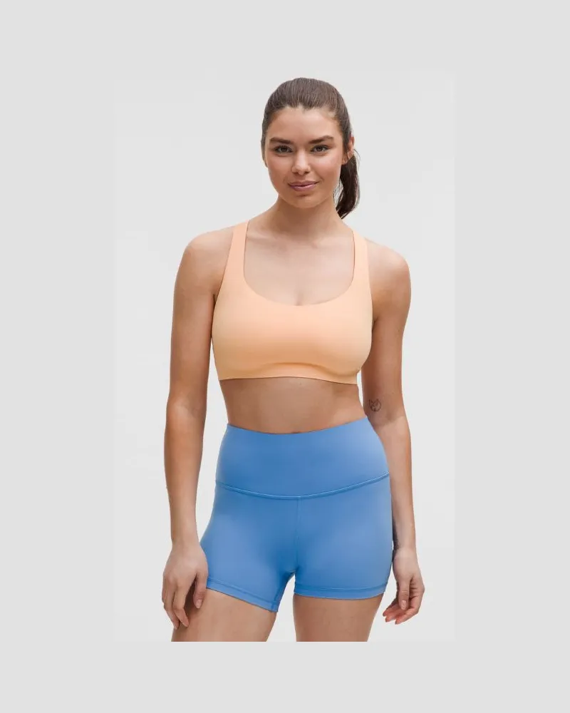 LULULEMON FlexyFlex Yoga-BH mit überkreuzten Trägern Leichter Halt für D–DD-Cups für Frauen – Orange – Größe Rock
