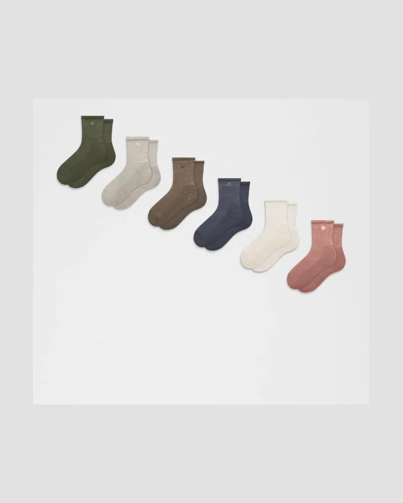 LULULEMON Daily Essential Quarter-Socken Unisex 6er-Pack – Größe in Nomad/Hailstone Grey/Light Ivory Nomad