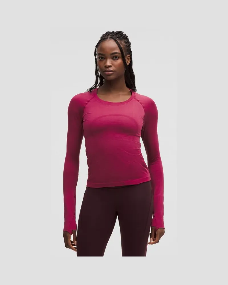 LULULEMON Swiftly Tech Langarmshirt 2.0 Taillenlänge für Frauen – Größe in Magenta Smoke Magenta