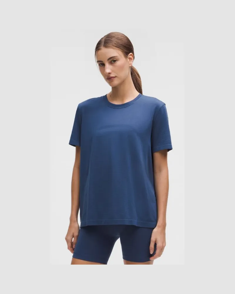 LULULEMON Swiftly Relaxed Kurzarmshirt e Passform für Frauen – Größe in Blue Twill Blue