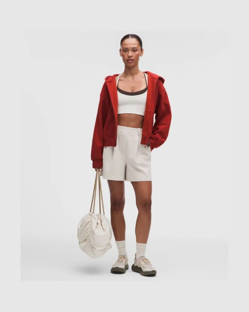 LULULEMON Daydrift Shorts mit hohem Bund und Falten Twill für Frauen – 13 cm – Khaki – Größe Heathered