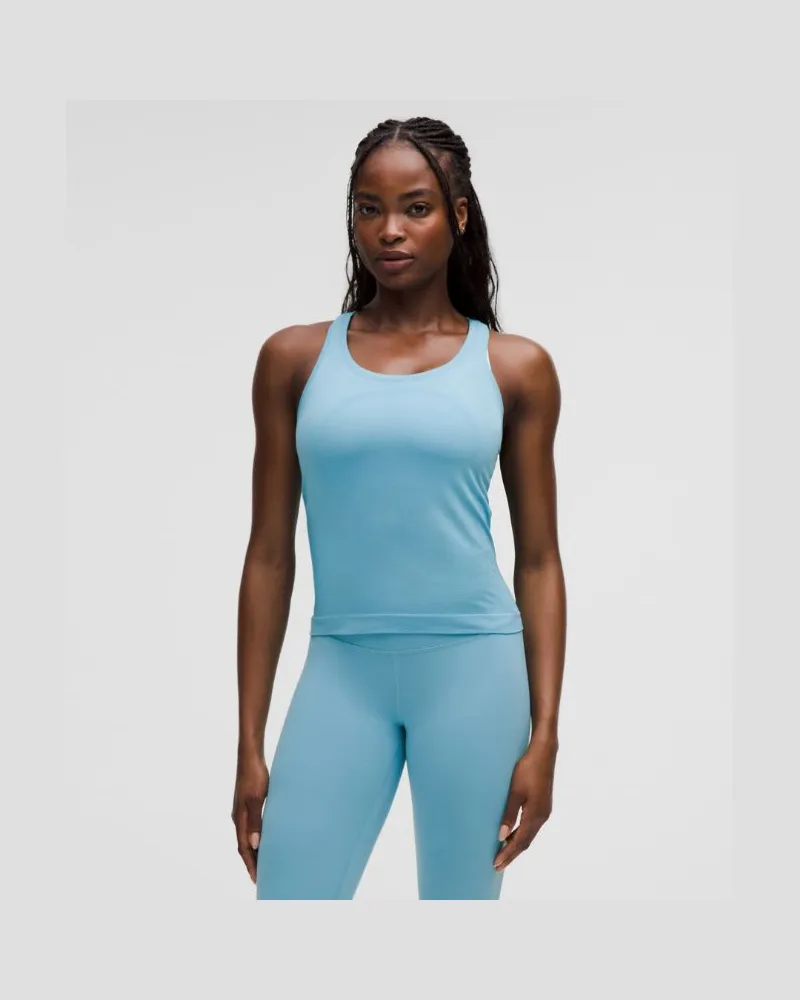 LULULEMON Swiftly Tech Tanktop mit Racerback 2.0 Taillenlänge für Frauen – Größe in Washed Blue Washed