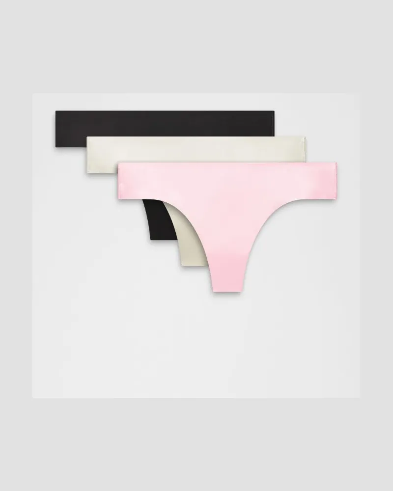 LULULEMON InvisiWear String mit mittelhohem Bund 3er-Pack für Frauen – Größe in Black/Bone/Pink Organza Black