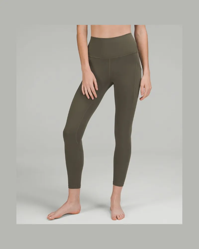 LULULEMON Align Hose mit hohem Bund und Taschen für Frauen – 64 cm – Größe in Army Green Army