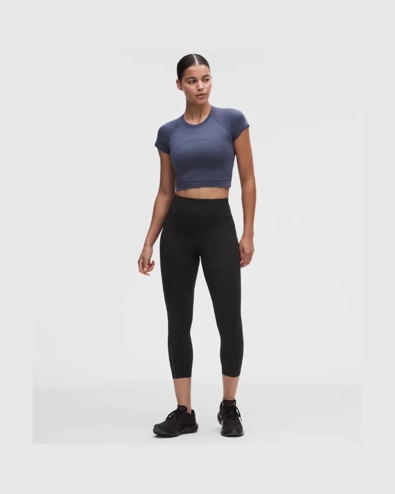 LULULEMON Fast and Free Crop Leggings mit hohem Bund und Taschen es Design für Frauen – 58 cm – Größe in Schwarz Schwarz