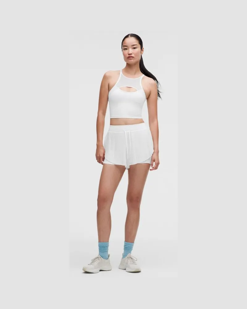 LULULEMON Ace Advantage Tennisshorts mit hohem Bund und Falten für Frauen – 5 cm – Größe in Weiß Weiß