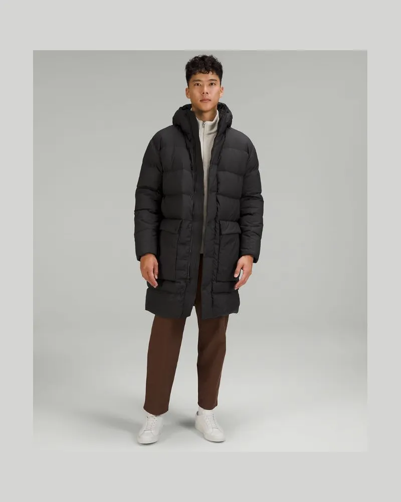 LULULEMON Lange Puffer-Jacke mit Füllkraft 600 für Männer – Größe in Black Black