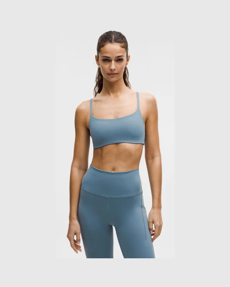 LULULEMON Wunder Train BH mit Racerback-Trägern Leichter Halt A/B-Cups für Frauen – Größe in Steel Blue Steel