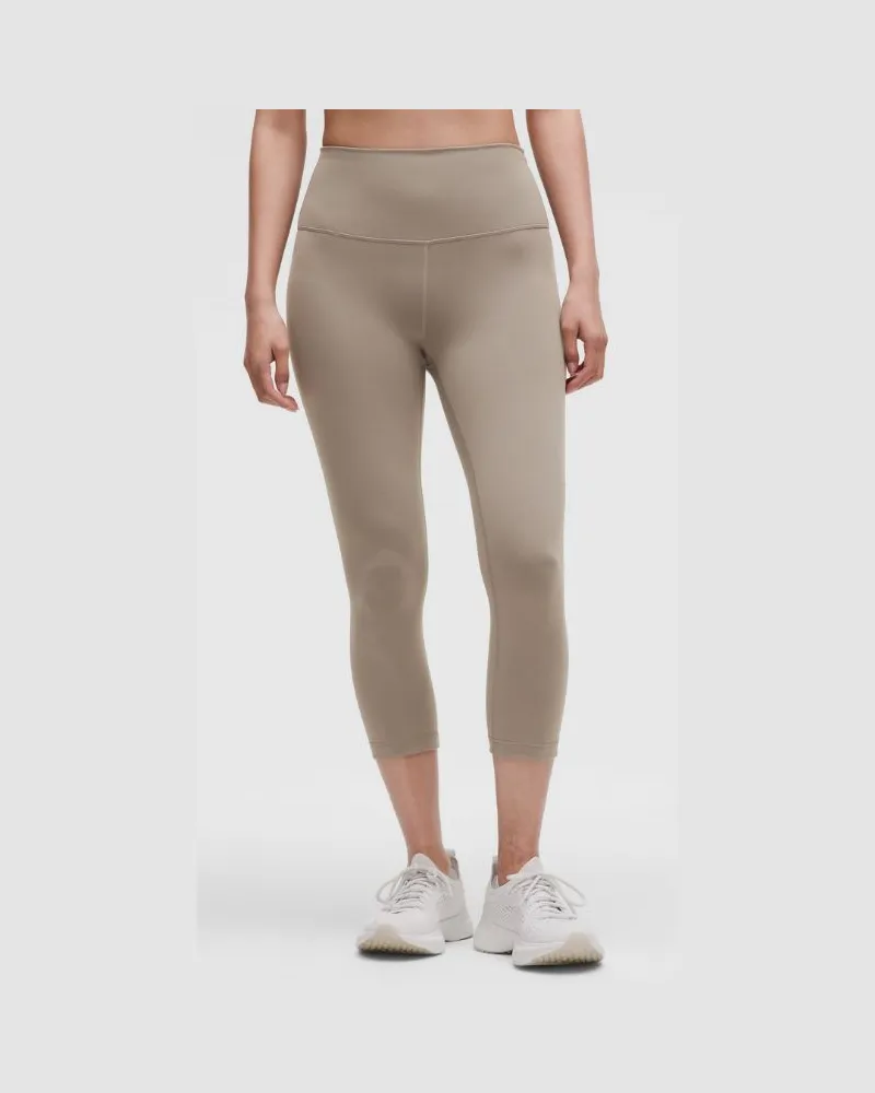 LULULEMON Wunder Train Crop Leggings mit hohem Bund für Frauen – 53 cm – Khaki – Größe Warm