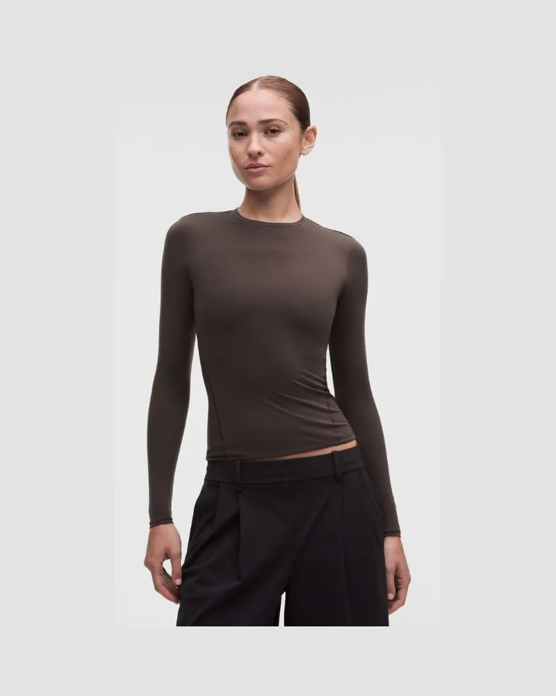 LULULEMON Wundermost Ultraweiches Langarmshirt mit Rundhalsausschnitt aus Nulu für Frauen – Größe in Mahogany Muse Mahogany