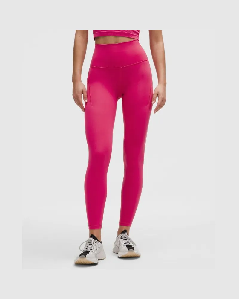 LULULEMON Wunder Train Leggings mit hohem Bund und Taschen für Frauen – 63,5 cm – Größe in Raspberry Coulis Raspberry