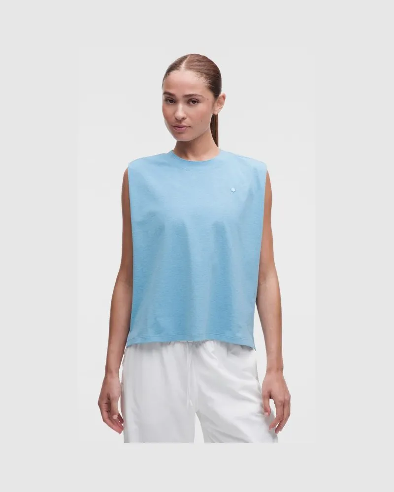LULULEMON Muscle-Tanktop im Relaxed Fit Besatz für Frauen – Größe in Dreamy Blue/Weiß Dreamy