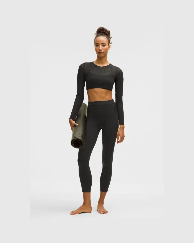 LULULEMON Paisley Sheer Lace Jacquard Panelled High-Rise Leggings 25" für Frauen – Größe in Black/Paisley Lace Jacquard Black Black