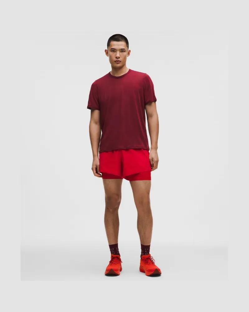 LULULEMON Perforierte Laufshorts mit Liner für Männer – 13 cm – Neon – Größe Oxford